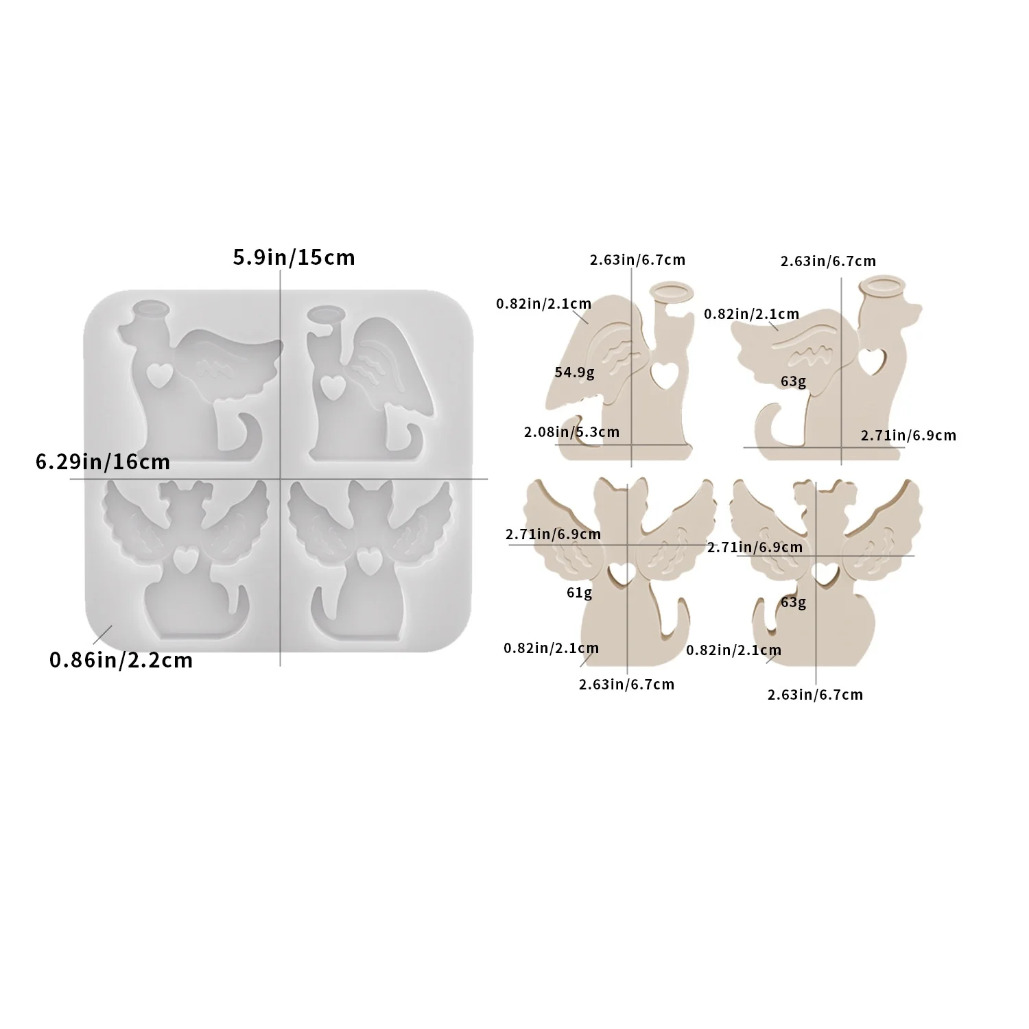 

Силиконовая форма для литья из смолы DIY: ангел, кошка и собака, для декора рабочего стола, домашнего декора, гипсовых фигурок