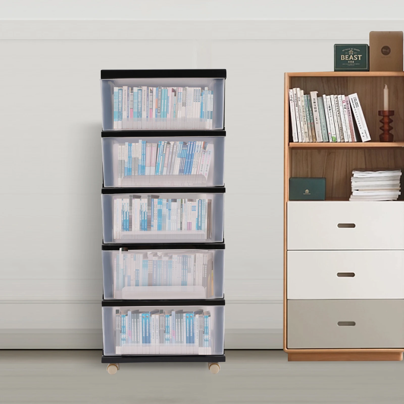 5 Drawer Storage Drawers and Personal Organizer, Heavy-Duty Plastic Containers for Storing Arts, Crafts, Sewing Accessories