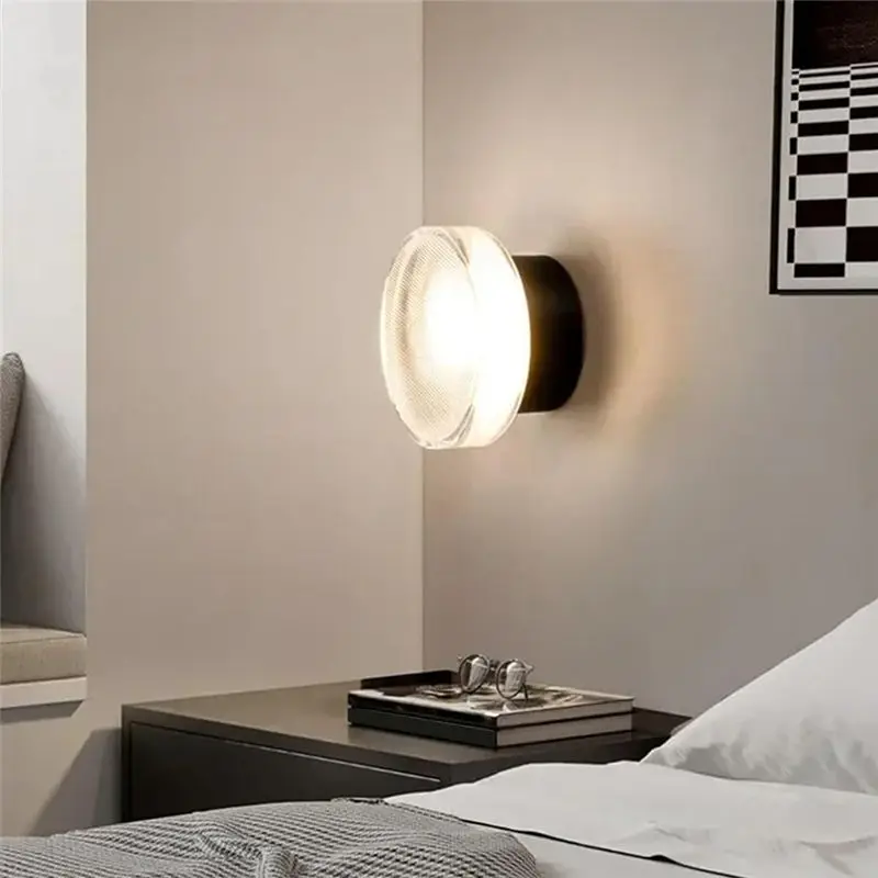 SHGO LED Wall Sconce Light Concave Smoke Gray Aluminum Acrylic Modern Wall Lamp for Living Room Bedroom Hallway Decoration 220V