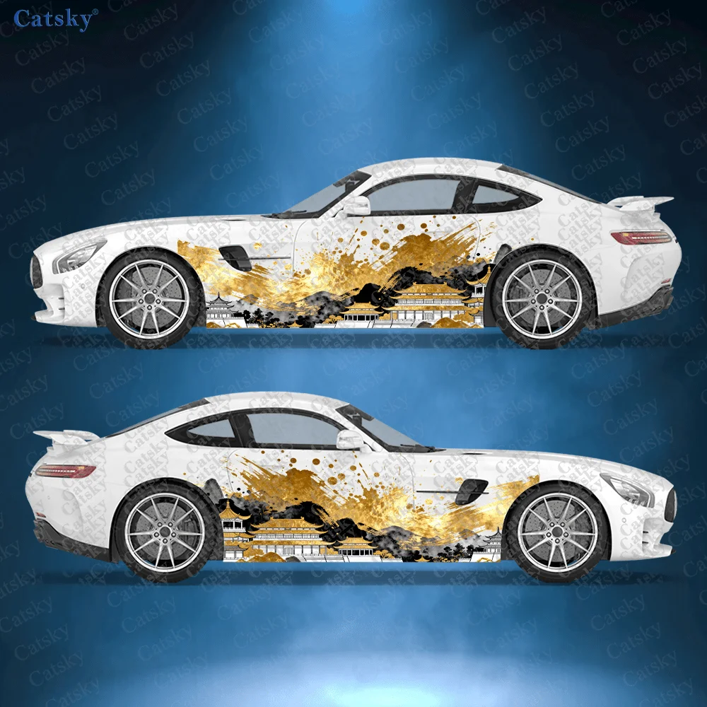 

2 шт. золотые наклейки-пленки для кузова автомобиля, самоклеящиеся, водонепроницаемые и устойчивые к царапинам, аксессуар для автомобиля, подарок