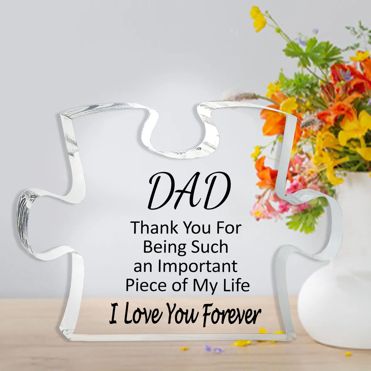 Gifts for Dad from Daughter Son, Fathers Day Birthday Gifts for Dad Engraved Puzzle Acrylic Plaque Dad Gifts Puzzle Piece Sign,