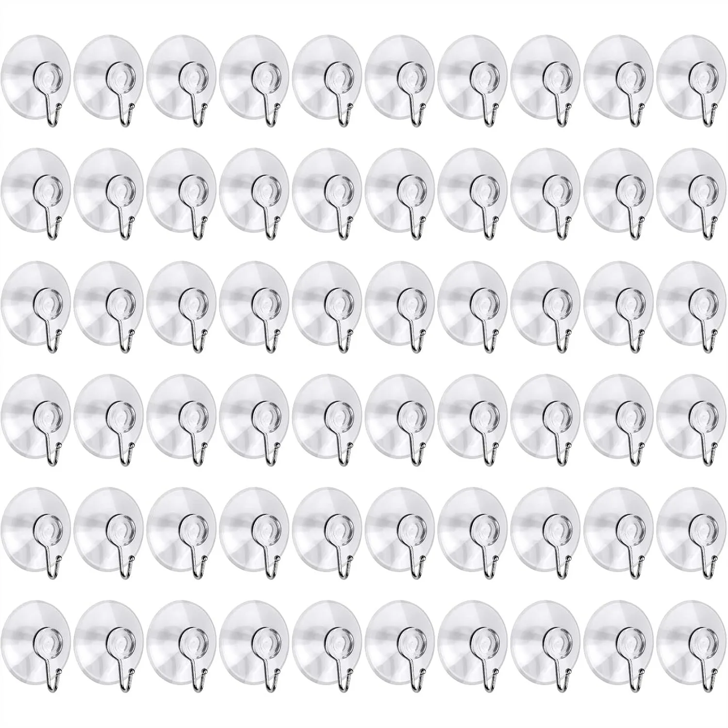 

60 Pack Clear PVC Suction Cups with Hooks for Shower Window Kitchen Bathroom Glass