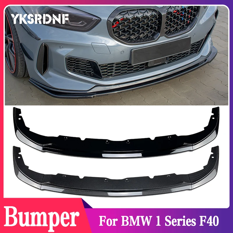 Front Bumper Spoiler Lip For BMW 1 Series F40 M Sport 2020-2023 118i 120i Glossy Black Car Lower Body Kit Splitter Blade Protect