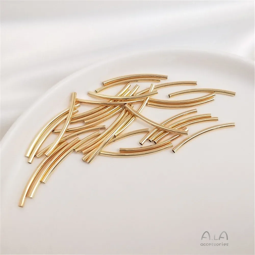 14K vergulde gladde gebogen pijp heldere lange ronde pijp hoofdaccessoires DIY armbandaccessoires materiaal