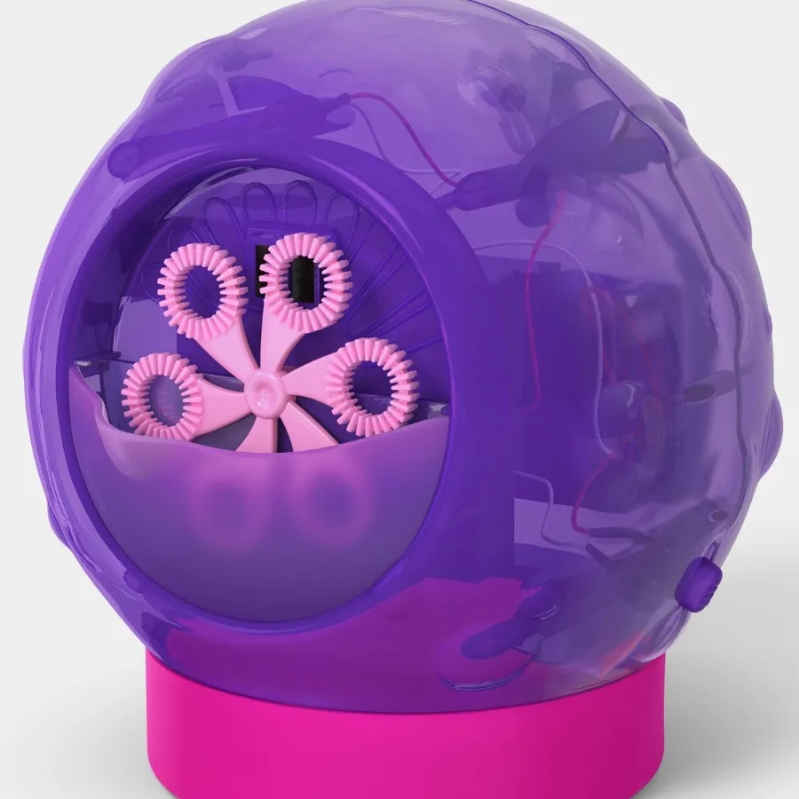 Purple Pink Light‑Up Lil' Bubble Maker, Kids Bubble Blower Toy with 2 fl oz Bubble Solution for Outdoor Activity