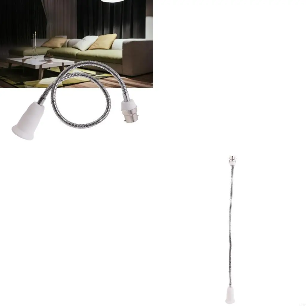 462E Universal B22 to E27 Extended Lamp Holder Adapter 360 Degree Rotatable Light Bulb Socket Converter for Various LED Light