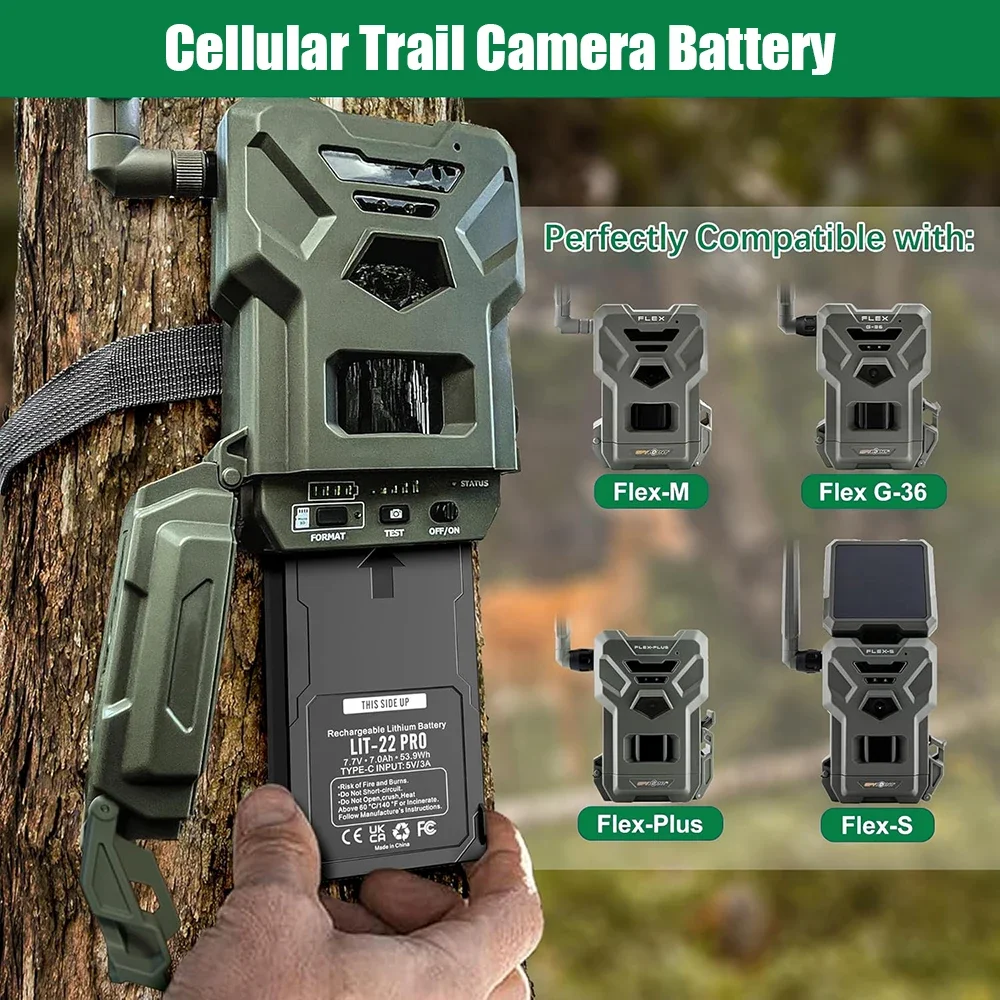 7000mAh LIT-22 Rechargeable Battery Pack for Spypoint Cellular Trail Cameras Flex M Dark S-Dark S G-36 Flex-Plus Series