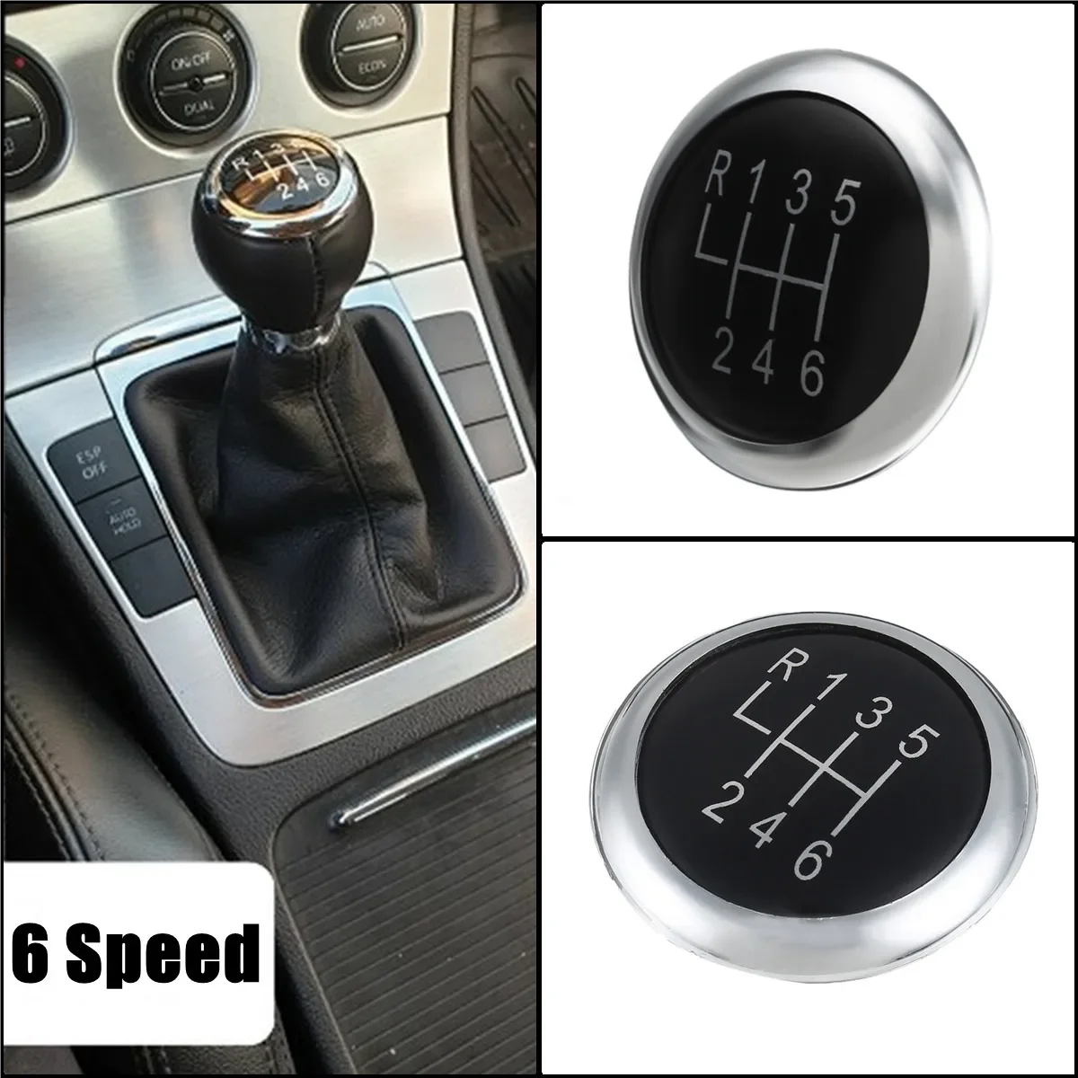 6 Speed Gear Knob Stick Badge Emblem Trim Cap Cover For VW Passat B6 2005-2011 B7 2010-2014 CC 2009-2012