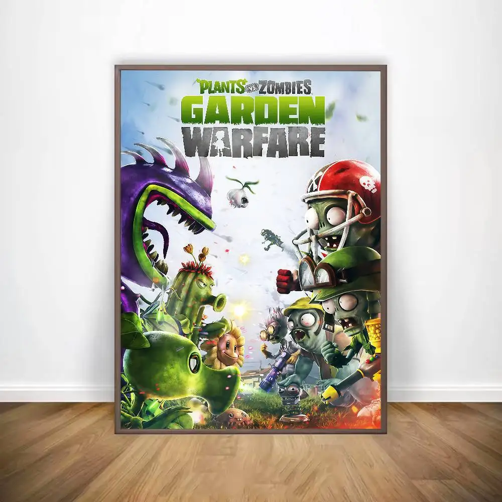لعبة كلاسيكية P-Plants Vs Z-Zombies ذاتية اللصق ملصق فني معرض يطبع ذاتية اللصق ديكور المنزل الديكور صور مطبوعة للحوائط Livi