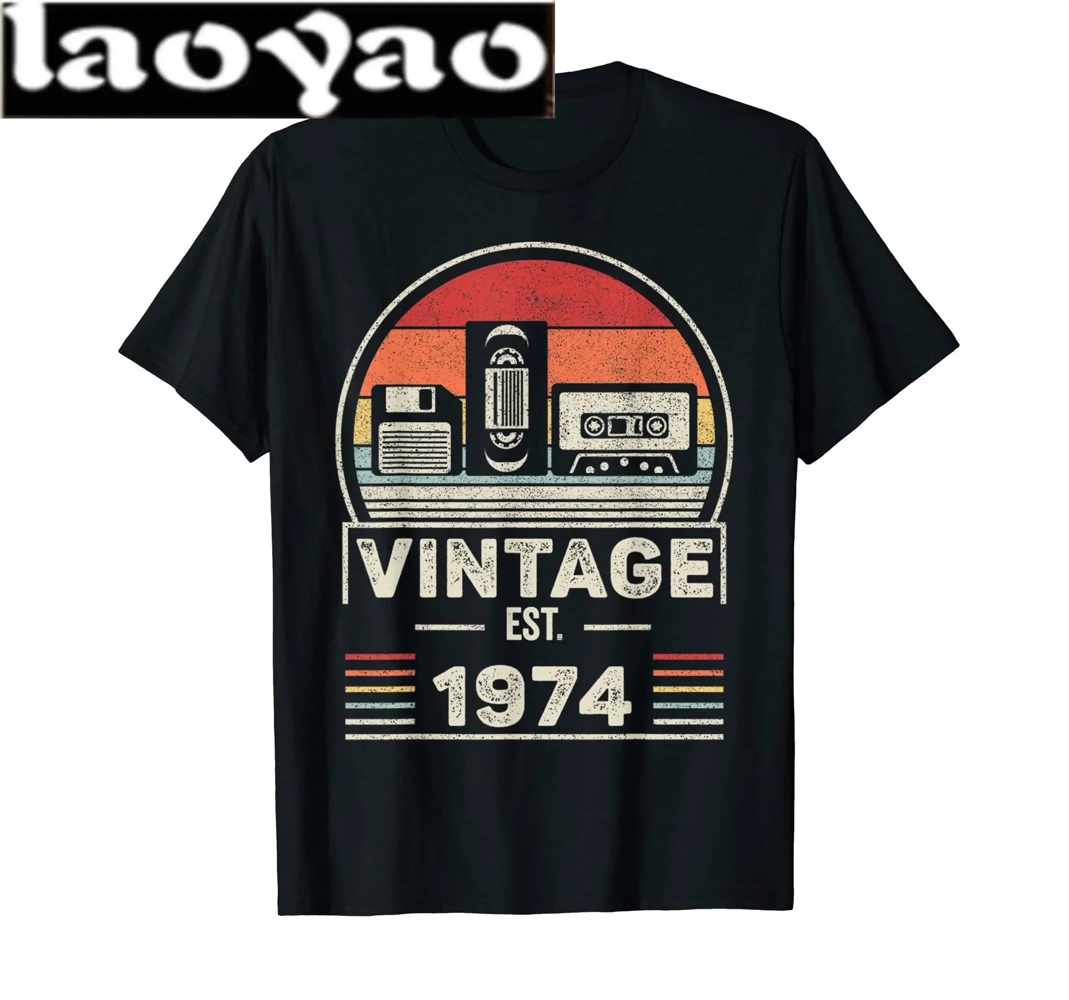 Classic Vintage Born in 1974 Retro 70s Style Birthday Year Tshirt Men Women Unisex T Shirt Streetwear Comfort Summer Cotton Tee