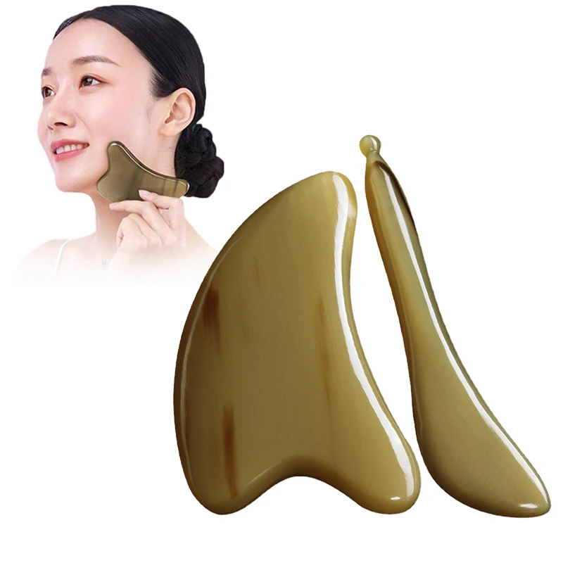 

Natural Horn Scraping Board Face Lift Massage Stick Set Facial Beauty Back Scraping Skin Care Oil Spa Physiotherapy Tool 5mm