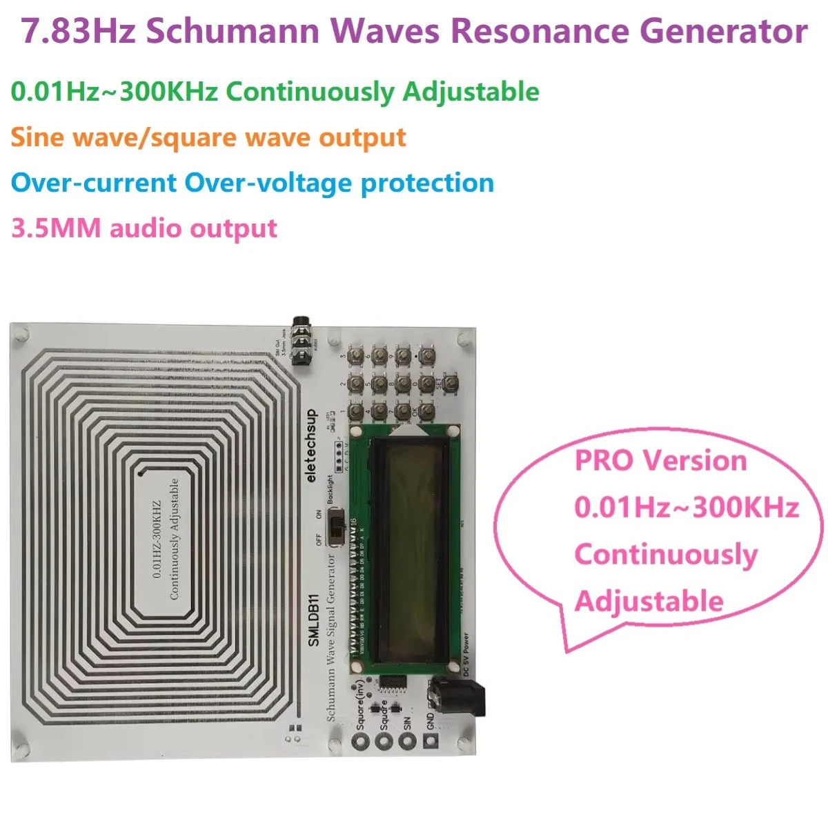 

Версия PRO 7,83 Гц с регулируемыми частотами Высококачественный резонансный импульсный генератор прямоугольных волн Шумана