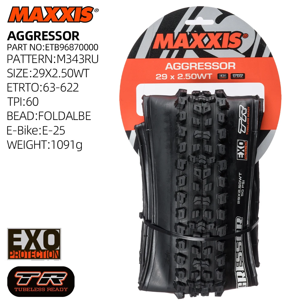 AGGRESSOR TUBELESS MAXXXIS MOUNTAIN BICYCLE TIRE OF MTB BIKE TYRE REAR WHEEL TIRE