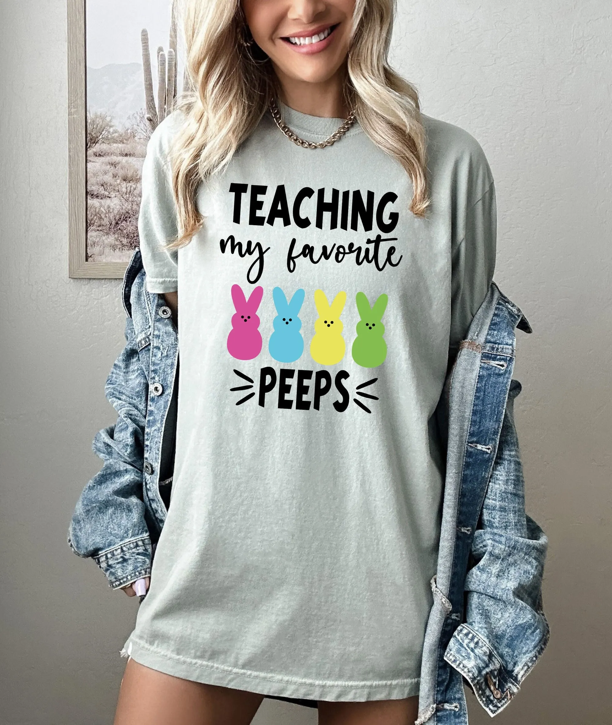 Comfort Colors T Shirt Teaching My Favorite Peeps Easter Teacher Bunny Pupil Eggs