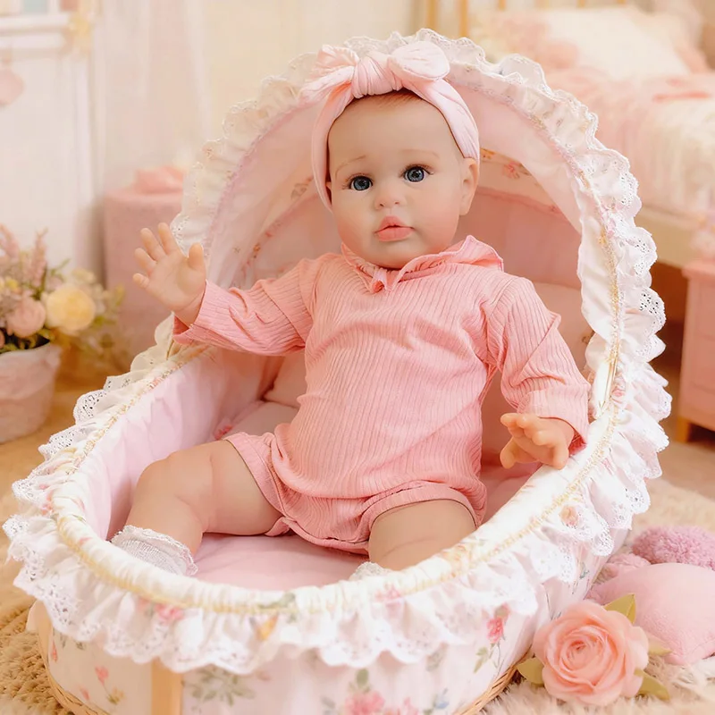 60cm リボーンベビードール エリー 幼児女の子人形 リアルなソフトタッチコットンボディ 安全なおもちゃ 子供向け