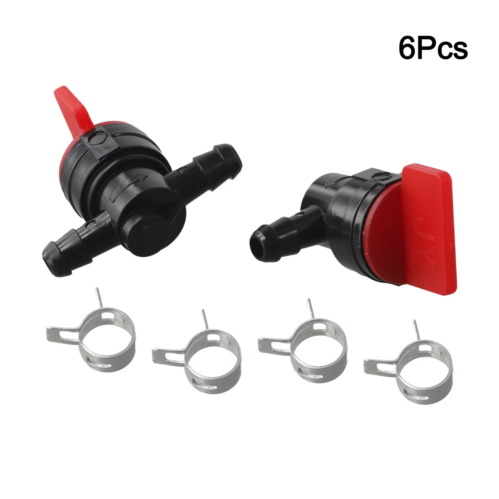 *Color Shut off valves 1 4 Black Red In-Line Cut-Off Parts Power equipment Small Engines Straight 2pcs Hose clamp