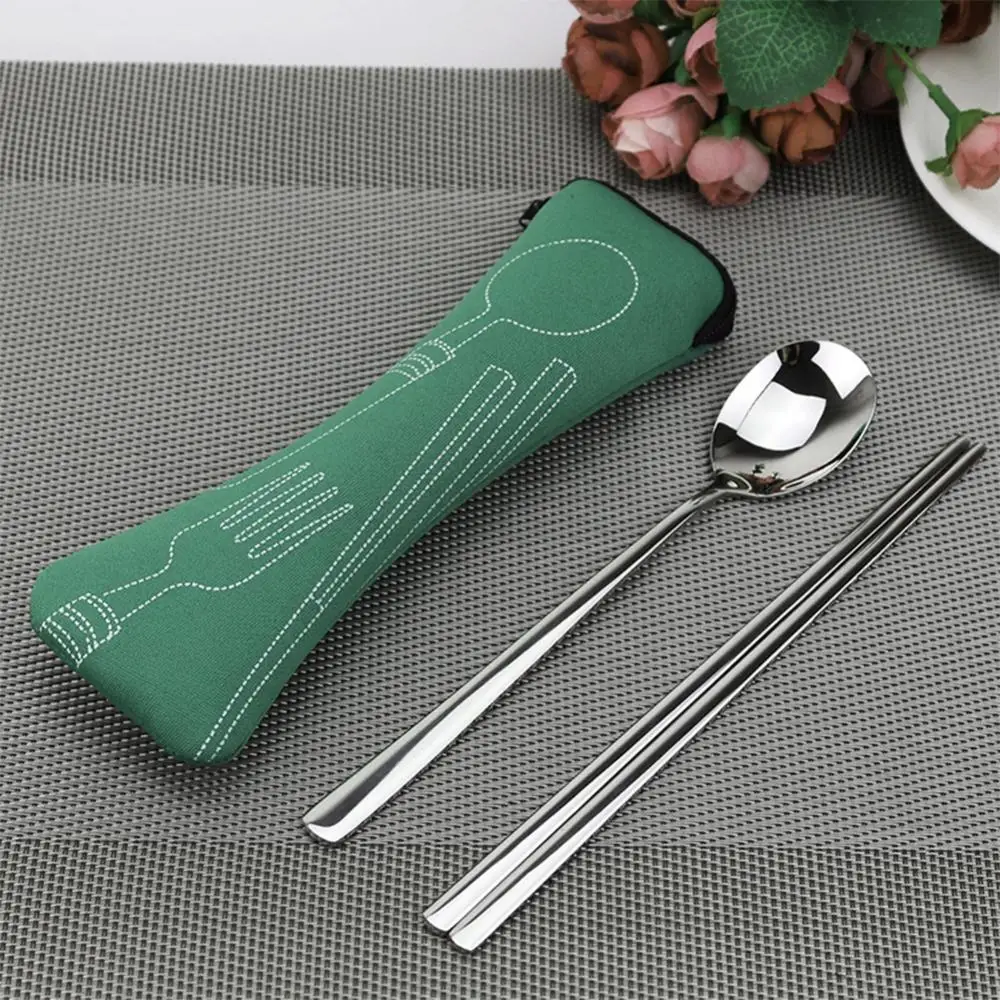 Portable Tableware Zipper Bag Outdoor Travel Camping Recyclable Dinnerware Set Cutlery Pouch Storage Bag