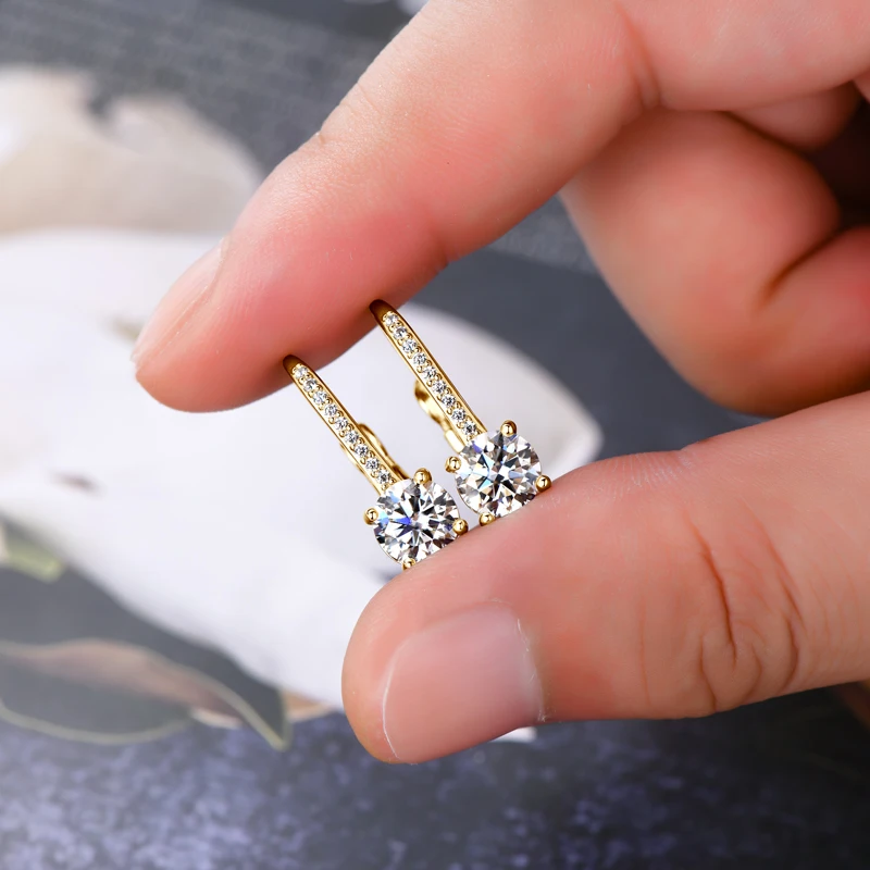 OXTAO 6.5 مللي متر مويسانيتي كليب هوب أقراط مجوهرات نسائية ريال 925 الفضة ثقب الأقراط غرامة مجوهرات هدية بالجملة