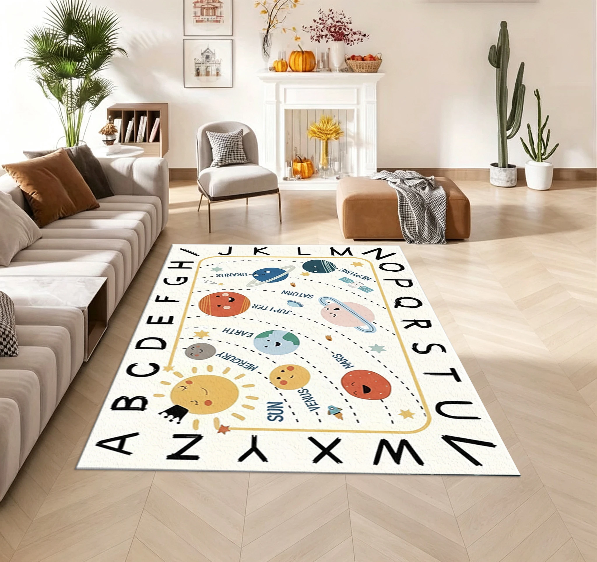 Solar System Planet Alphabet Carpet Cartoon Space Abc Printed Floor Mat Children's Room Carpet