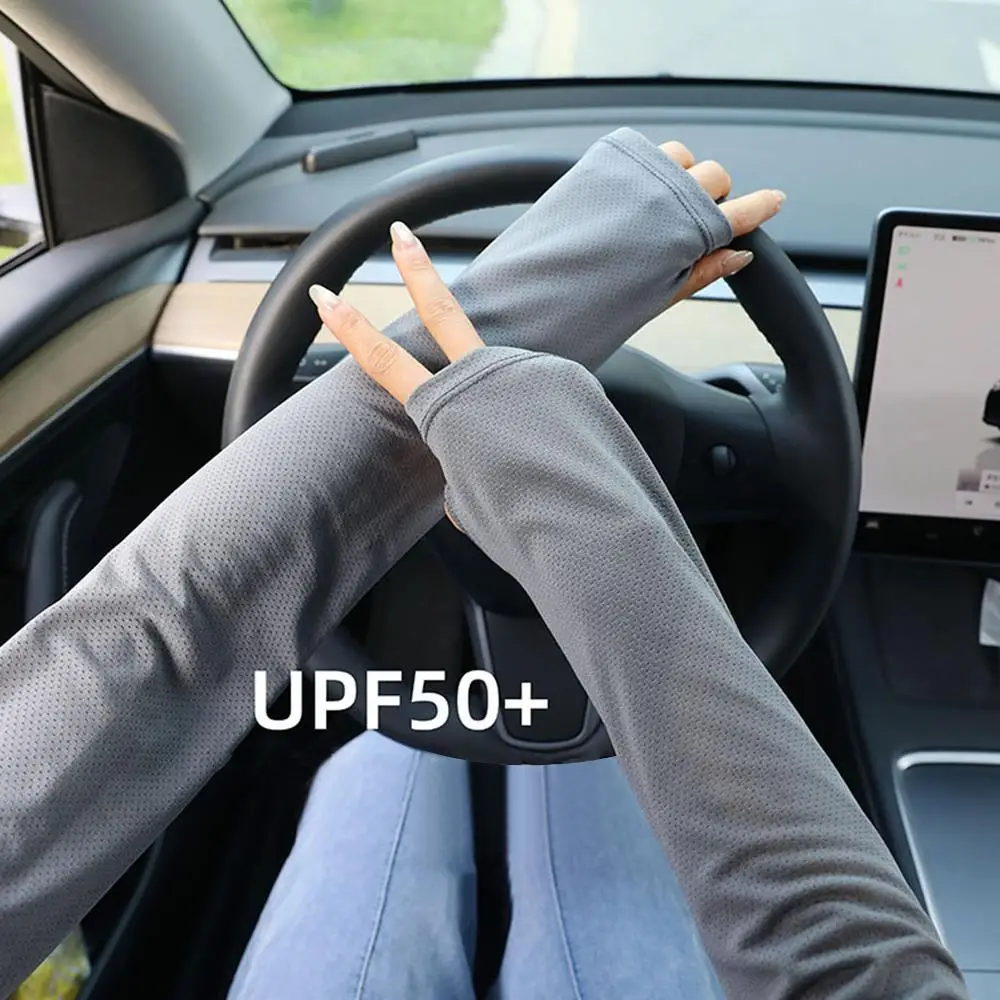 

New Ice Silk Long Sleeves UV Protection Outdoor Loose Mesh Thin Arm Sleeves Women men Cycling Driving Sunscreen Arm Sleeves