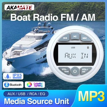 AKAMATE Boat Radio FM AM Receiver Marine Media MP3 Player Waterproof Bluetooth AUX USB for ATV UTV SPA RZR Stereo Multimedia