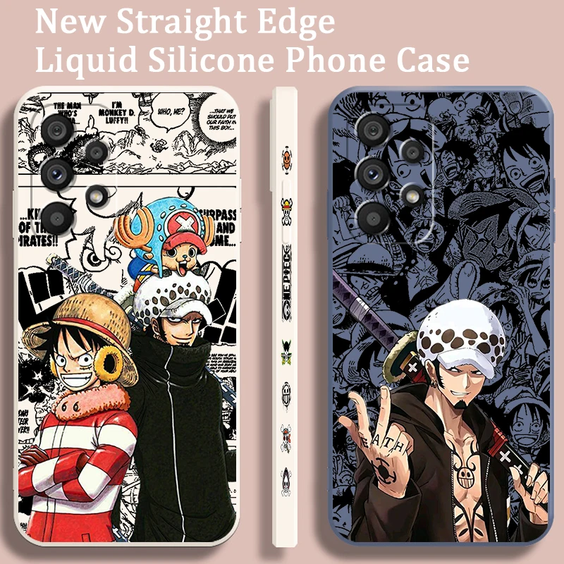 Art One Piece Luffy Sanji Liquid Left Rope For Samsung Note 20 10 A54 A31 A14 A03 A22 A34 A04 A24 A25 Ultra Plus 5G Soft