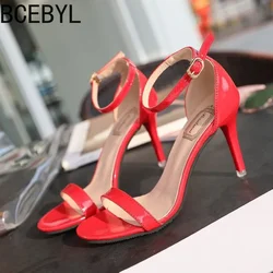 2024 Summer New Arrival Red Black Nude Open Toe Stiletto Sandals Sexy Comfortable Wedding Shoes Evening Dress Lace Up High Heels