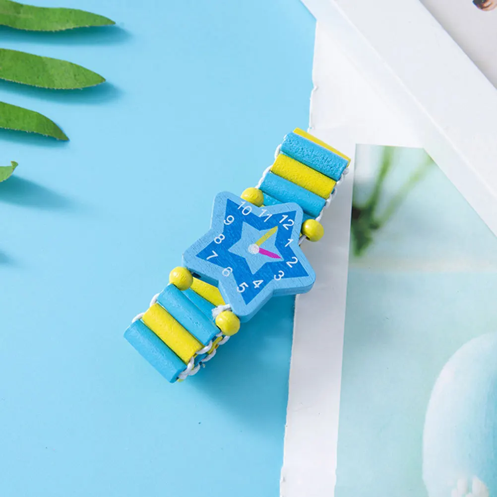

5 шт., красочные часы-браслет, имитация дерева, часы для времени, познавательные деревянные часы, развивающая игрушка на день рождения