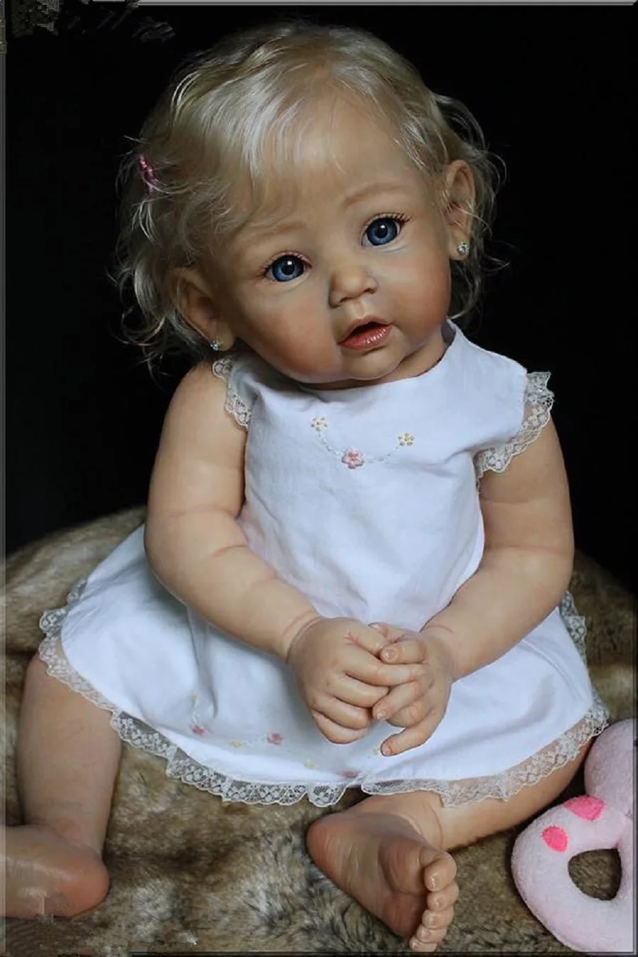 60 CM 3D-Paint Skin Soft Silicone Reborn Baby For Girl Cloth Body Realistic Blond Hair Princess Toddler Art Doll with Vascular