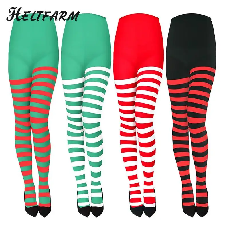 1Pcs Striped Tights Full Length Tights Thigh High Stocking Cosplay Costume Women For Christmas Party Makeup Prom Decoration