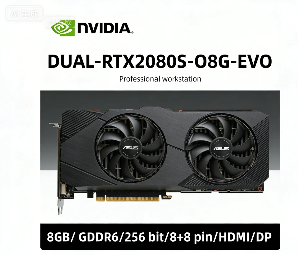 ASUS NVIDIA RTX 2080 SUPER GPU DUAL-RTX2080S-O8G-EVO 8GB GDDR6