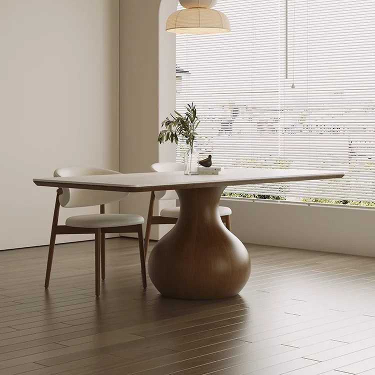 

Nordic solid wood dining table and chair combination household small apartment dining table walnut ash wood Deli Feng rock slab
