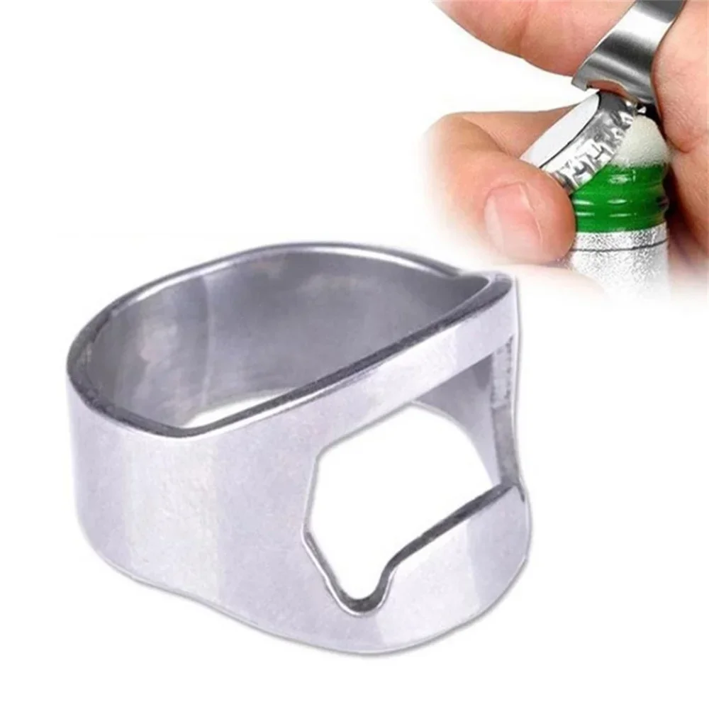 Mini Dosenöffner Edelstahl Flaschenöffner Ring-form Flasche Bier Öffnung Entferner Küche Gadgets Bar Finger Opener Werkzeuge – Detail 4