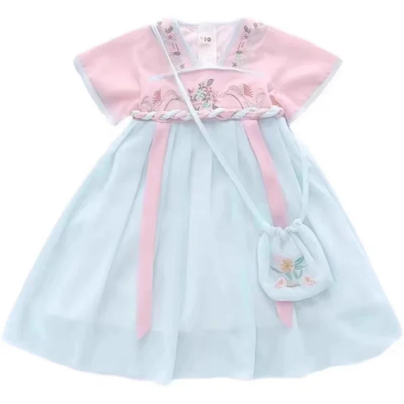 Abito estivo Ragazza Hanfu Abiti da fata cinese antica Moda per bambini Carino Tang Abbigliamento casual per bambini Ragazze