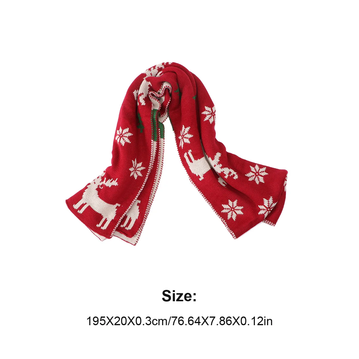 

1Pcs Christmas Scarf Acrylic Fibers Printed Knitted Shawl Winter Warm Neckerchief Holiday Gift for Ladies