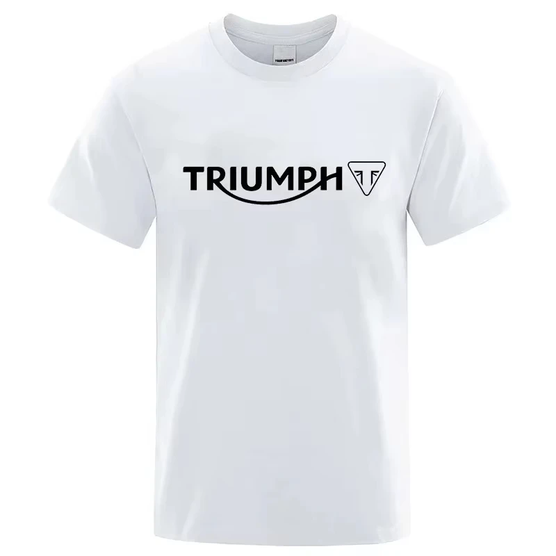 Retro Triumphs Motorcycle Rider Print T-Shirt Men Women Short Sleeve Tee Fashion Brand Cotton Oversized Summer Tshirts Clothing