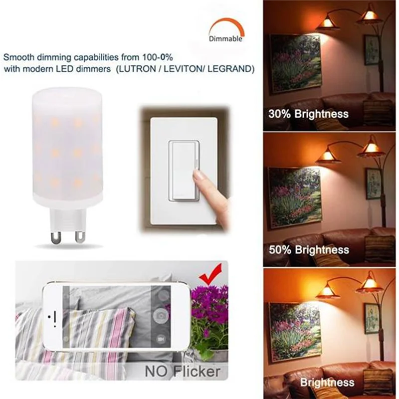 HHO-Tuya Wifi G9 Dimmable Smart Light G9 6W LED Lamp Bulb Halogen Light Voice Control Smart LED Bulbs EU Plug