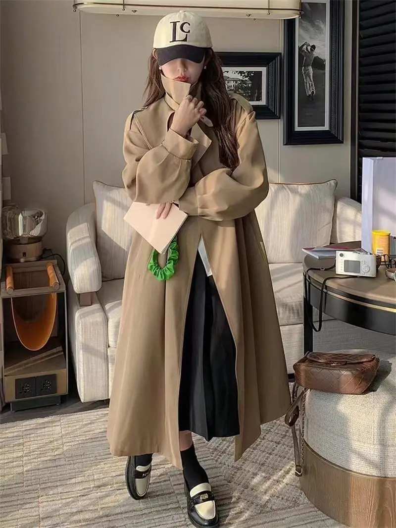 

Fashion Spring And Autumn Women Windbreaker 2023 Khaki Trench Coat New Korean Medium Length Temperament Outerwear Z2143