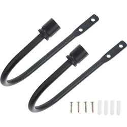 2 Pcs Black Curtain Hooks Reliable Material Wall Mounted Holders Metal Drapery Hooks Home Decor Window Tiebacks Curtain