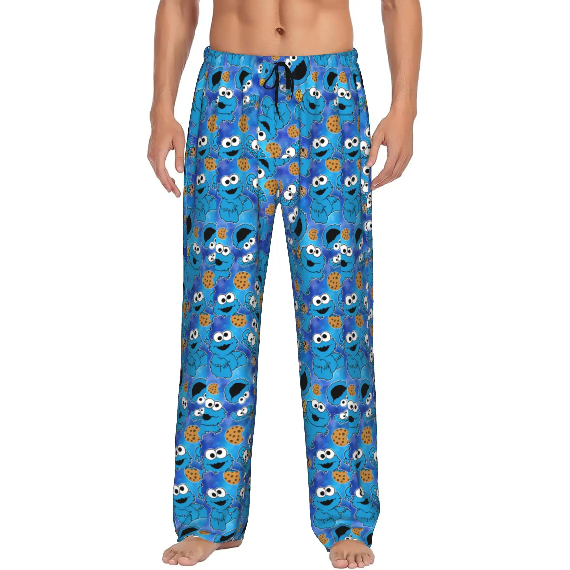 Custom Cookies Anime Monsters  Pajama Pants Men Elmo Cartoons Sleepwear Lounge Sleep Bottoms Stretch with Pockets