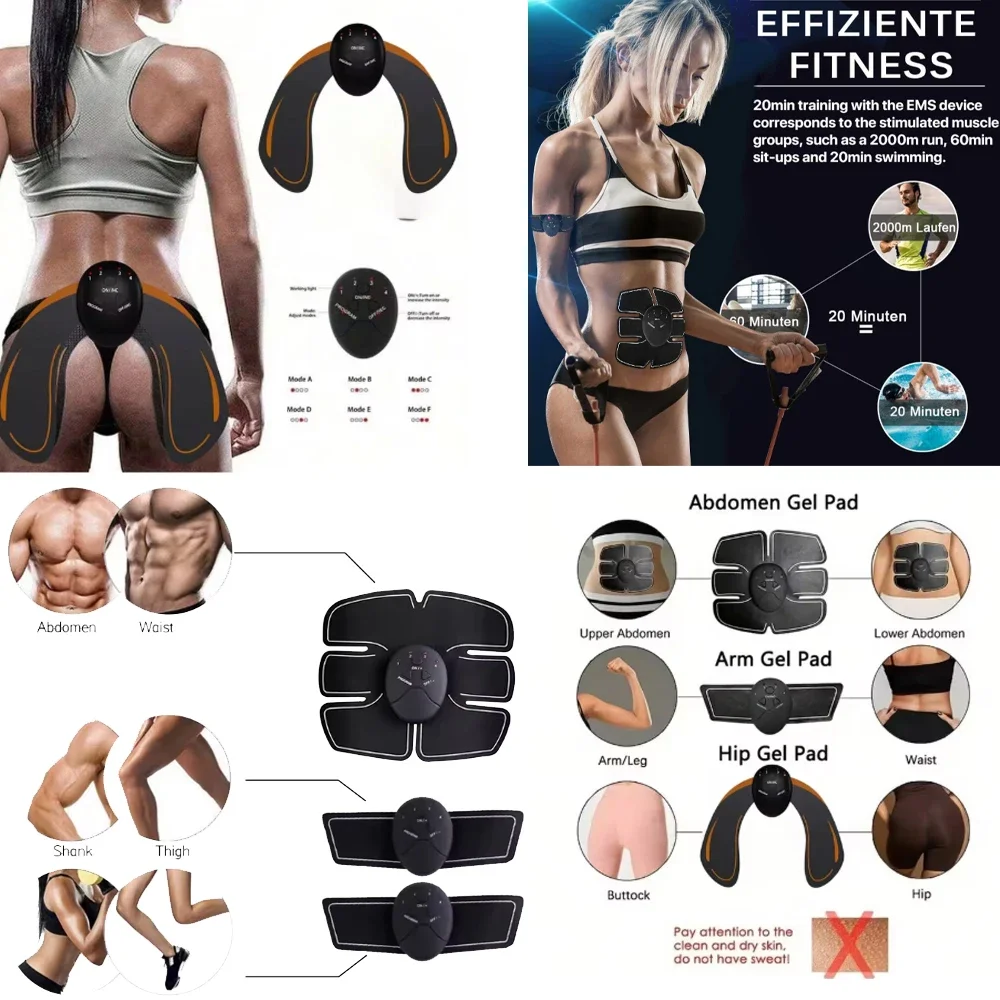 Electric Muscle Stimulator EMS Abdomen Buttocks Arm Trainer Weight Loss Exerciser Sticker Wireless Body Slimming Massager