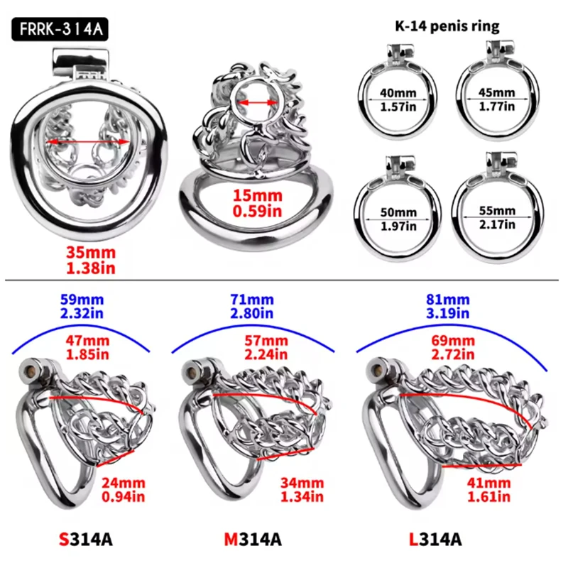 الرجال سلسلة معدنية العفة قفص ضبط النفس مكافحة الهروب خفيفة الوزن تنفس القضيب قفل سيسي مجرى البول العفة الجنس لعب للرجال #4