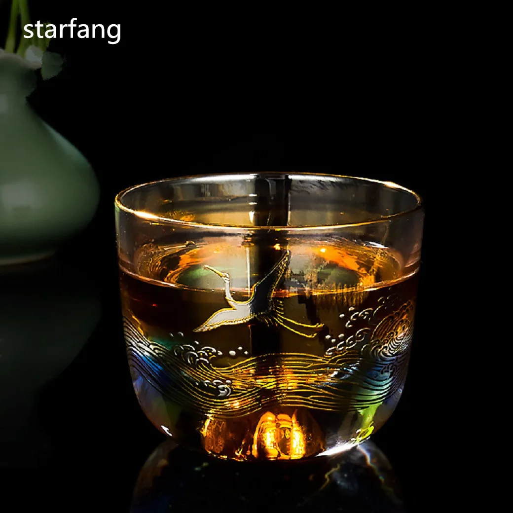 

Colorful Gold and Silver Burning Glass Tea Cup Thickened Master Tea Cup Personal Tea Cup Chinese Tea Set