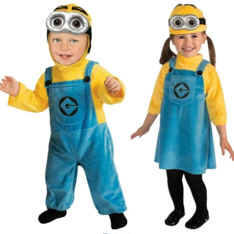 Anime Minions Volledige Familie Cosplay Kostuum Jongen Meisje Jurk Kids Volwassen Jumpsuits Maskeren Verachtelijk Me Carnaval Feest Verkleden