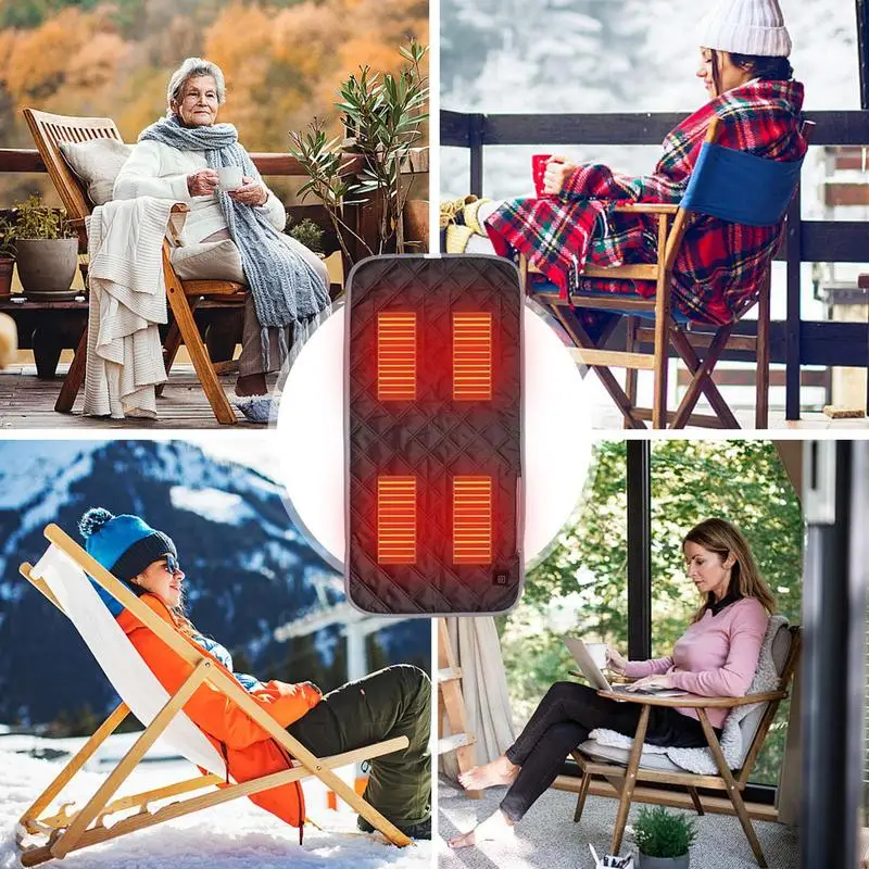 Portable Heated Chair Cushion USB Powered Seat Cushion With 3 Heating Modes Intelligent Temperature Control For Camping Home