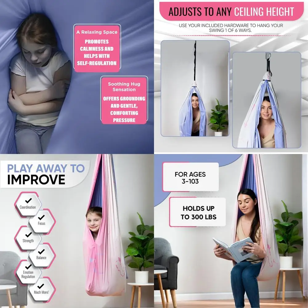 

Heavy-Duty 360° Swivel Sensory Swing for Kids and Adults - Double Layer, 300 lbs Capacity, Complete Set