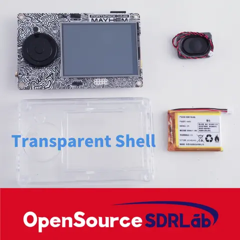 OpenSourceSDRLab Portapack H4M Spectrum Analyzer and Transparent Shell with speaker and 2500 mAh Lithium Battery