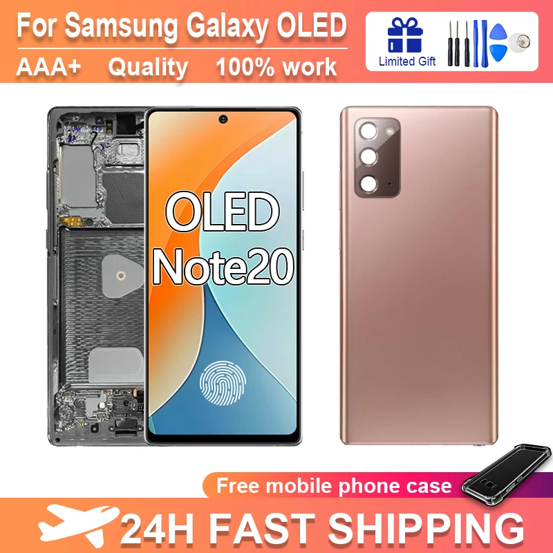 For New OLED For Samsung Note 20 N980F N980 N981 Display Note20 5G SM-N981U LCD With frame Touch Screen Support Fingerprint