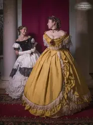 Off Shoulder Yellow 1860s Historical Victorian Prom Dress Princess Sissi Costume Civil War Southern Belle Dress Ball Gown