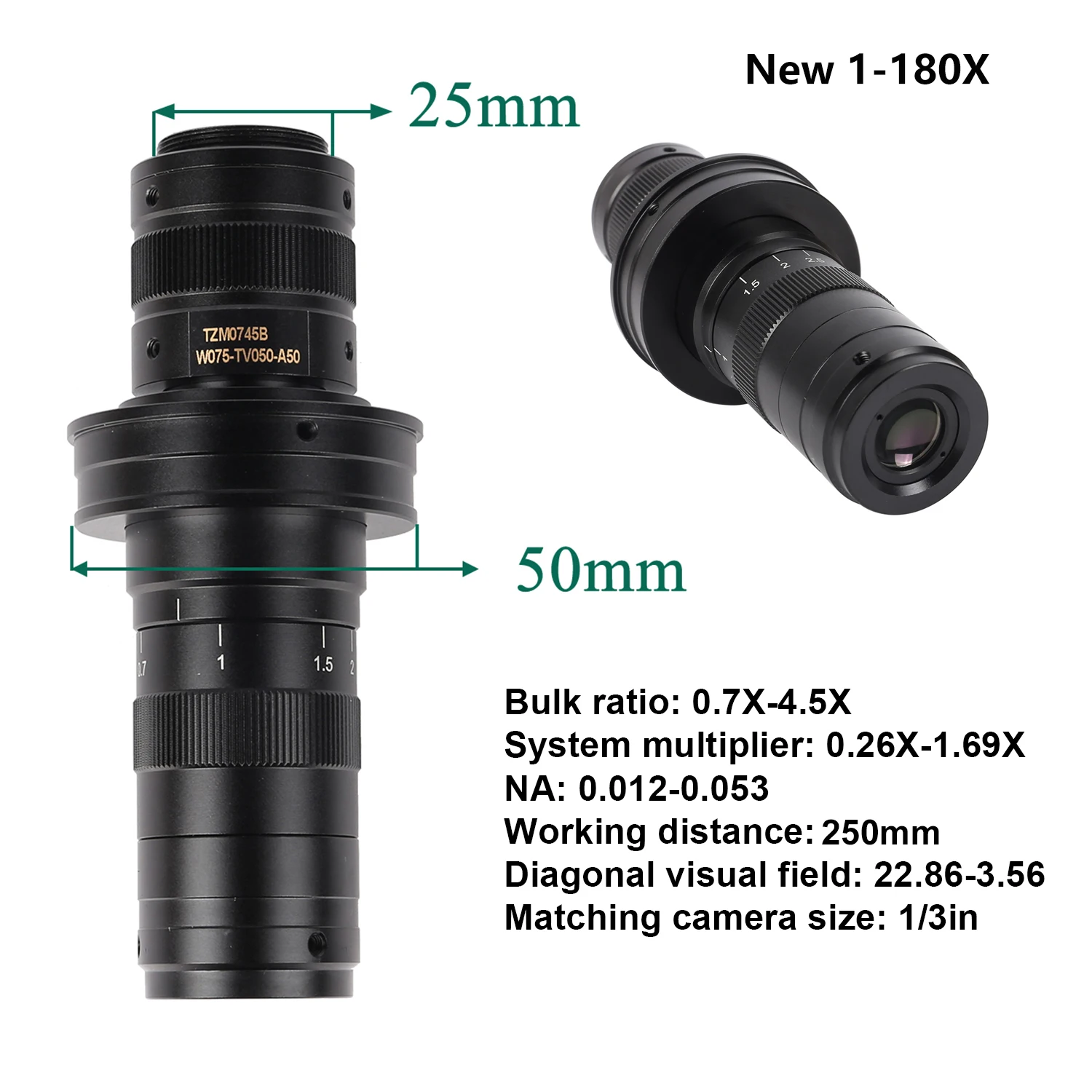 Adjustable Magnification 130X 150X 180X 42/50mm Microscope Lens Zoom C Mount Lens For HDMI VGA USB Digital Microscope Camera